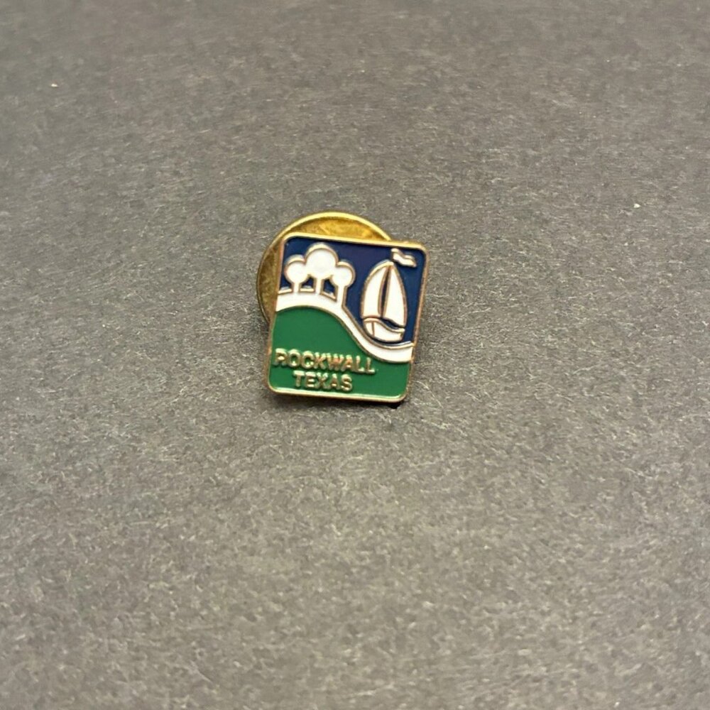 Vintage Rockwall TX, City Pin-Official Logo (Sailboat & Lake Hubbard)-Rare